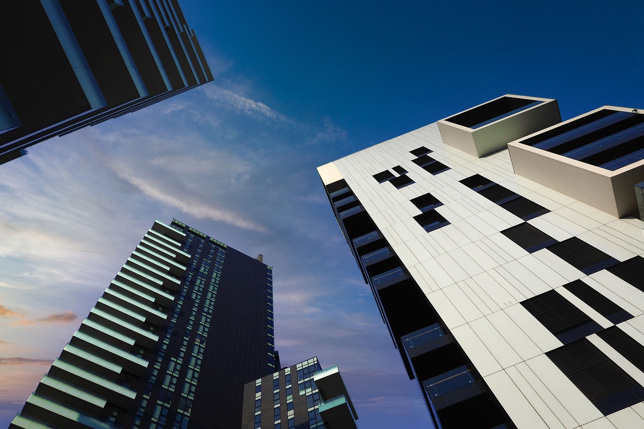 architecture, skyscrapers, buildings, skyline, city, real estate, facades, modern, high-rise, glass windows, milan, italy, design, sky, perspective, nature, clouds, twilight, office buildings
